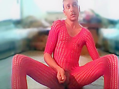 0259 crossdresser slideshow red Nylons Catsuit Nylonboy nude