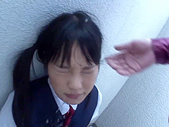 03E1323-Screwing a cock down a girl's throat on the stairs