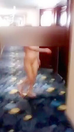 19 year old girlfriend does naked hotel walk on a dare