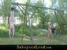 2 blondes restrained for double perversion