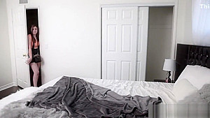 A steamy teen 18+ gets waked up by her horny step dad and convinced to give him a blowjob