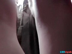 Admire lovely upskirt wazoo in string panty