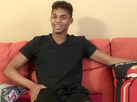 Adorable jock Deven Lions wanks off his long thick dick