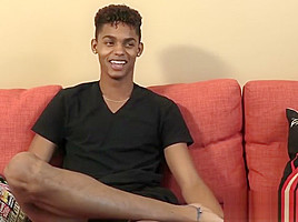 Adorable jock Deven Lions wanks off his long thick dick