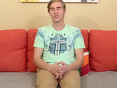 Adorable twink interviewed about his pleasures and jacks off