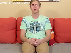 Adorable twink interviewed about his pleasures and jacks off
