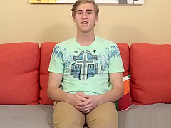 Adorable twink interviewed about his pleasures and jacks off