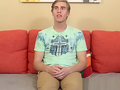 Adorable twink interviewed about his pleasures and jacks off