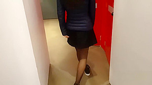 After school teen 18+ couple have fun at shopping mall