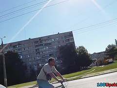 Alluring blond caught by upskirt web camera