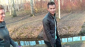 Ally in outdoor sex vid showing a sloppy blowjob