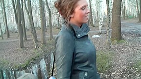 Ally in outdoor sex vid showing a sloppy blowjob