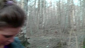 Ally in outdoor sex vid showing a sloppy blowjob