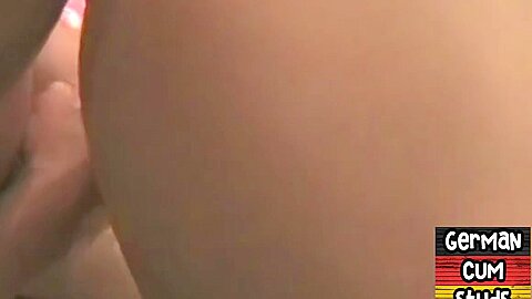Amateur German gay barebacked in 3way at home till cumshot