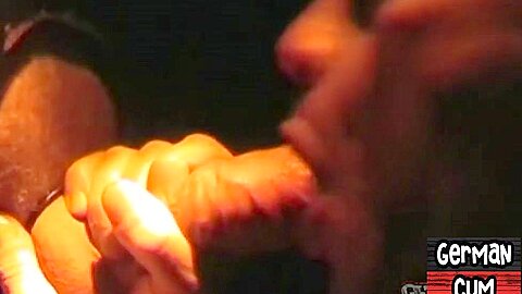 Amateur gloryhole German sucks cock in closeup till facial