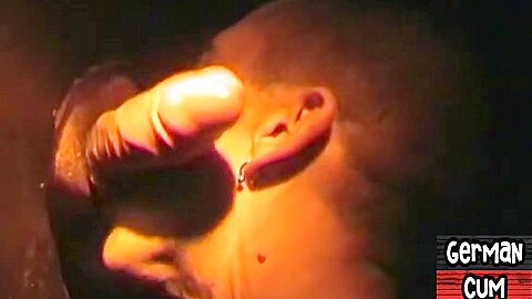 Amateur gloryhole German sucks cock in closeup till facial