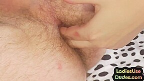 Amateur strapon femina in stockings fucks BFs ass at home