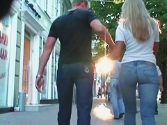 Amateur street candid blonde with a perfect round ass