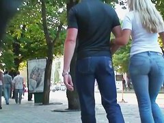 Amateur street candid blonde with a perfect round ass