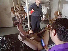 Amazing Japanese chick Ran Fukushou, Mina Saiki, Hitomi Shiina in Crazy Stockings, BDSM JAV scene