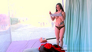 Amazing Lucia Denvile face-fucked by the masseur
