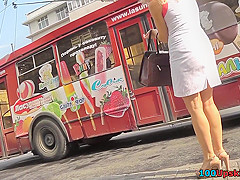 Ardent dame accidently participates in hot upskirting