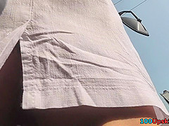 Ardent dame accidently participates in hot upskirting