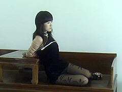 Asian Girl Tied In Black Dress