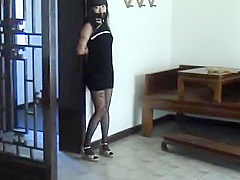 Asian Girl Tied In Black Dress