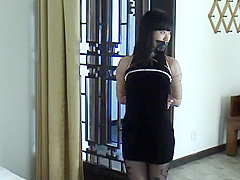 Asian Girl Tied In Black Dress