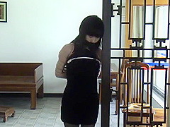Asian Girl Tied In Black Dress