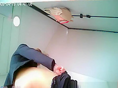 Asian redhead woman spied peeing
