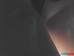 Awesome upskirt flash with slim girl in public