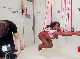 BDSM beauty bound and sucking on dick