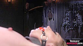 BDSM slut suffers pussy and feet whipping by CMNF master