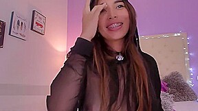 BRACES ASIAN GIRL SHOWS PUSSY AND SUCKS COCK