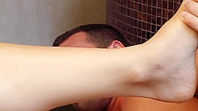 Bathroom foot fucking extreme for blonde and her lover