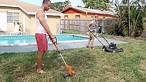 Bear Step Dad & Twink Step Son Sex Outdoors During Yard Work