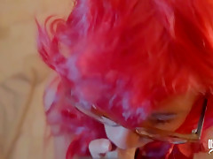 Beautiful Sexy Babe With Glasses Sucks And Gets Cum In Mouth