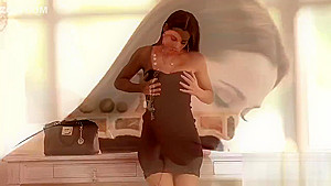 Beautiful brunette senorita stripped down out of her classy dress and masturbated 