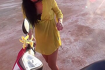 Bella Margo in outdoor sex scene with a gal blowing her lover