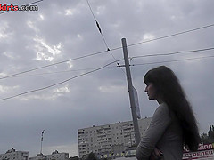 Best upskirt video of a brunette with a tiny g-string