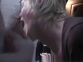 Blonde amateur gets her face covered in cum