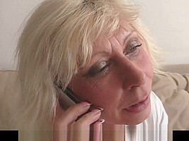 Blonde grandma enjoys fucking two cocks