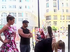 Blonde made to get naked in public