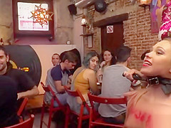 Blonde made to get naked in public