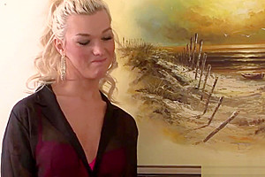 Blonde shemale ass fucked guy on the bed