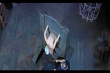 Blonde slut getting her breasts tortured by master