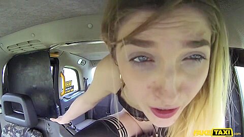 Blonde student 18+ Gets Rewarded With Orgasm In A Taxi - Rhiannon Ryder