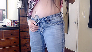 Blue Jeans Fetish Tearing Up Tight Denim Skinny Jeans